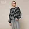 Latest design Raglan Sleeve Round Neck Cross Stripe Women Sweaters With Sequined Deco