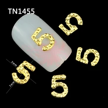 Blueness 10Pcs NO 5 Design Gold Silver Color Alloy Manicure For Tips Nails 3D Number 5