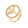 14312 xuping luxury 18k golg color tree shape round circle design zircon ladies ring