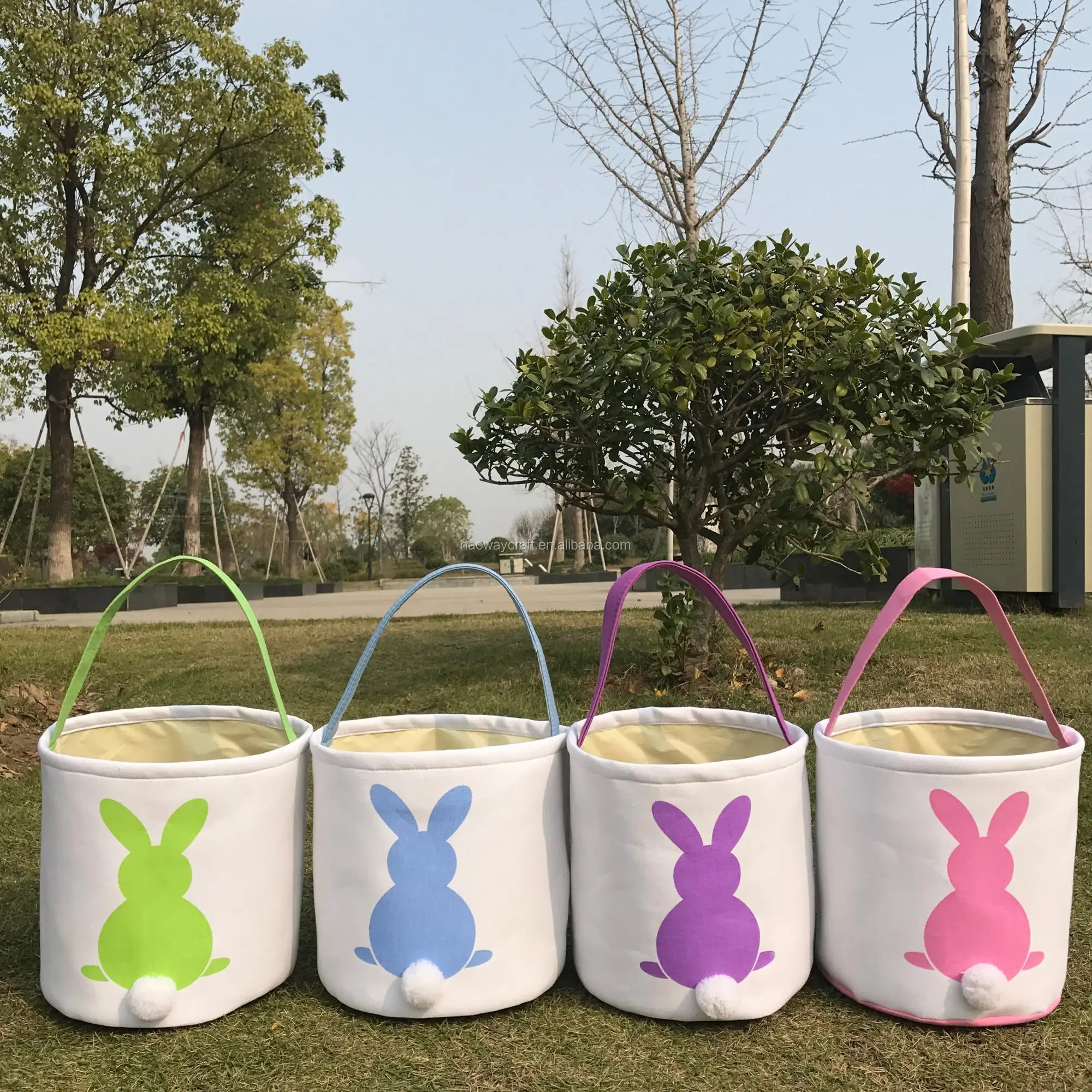 Wholesale Monogrammed Easter Bucket Easter Basket Easter Burlap Bunny