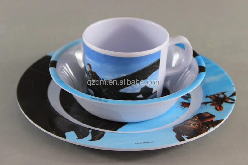 FDA Standard Melamine Kids Tableware Set Of 3 Piece