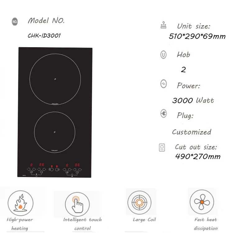 3000w Vertical 2 Hobs Domino Buildin Induction Stove Buy 3000 Watt