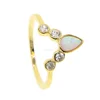 clear cz fire opal gemstone letter V delicate Gold plated women fashion high quality jewelry chevron V ring