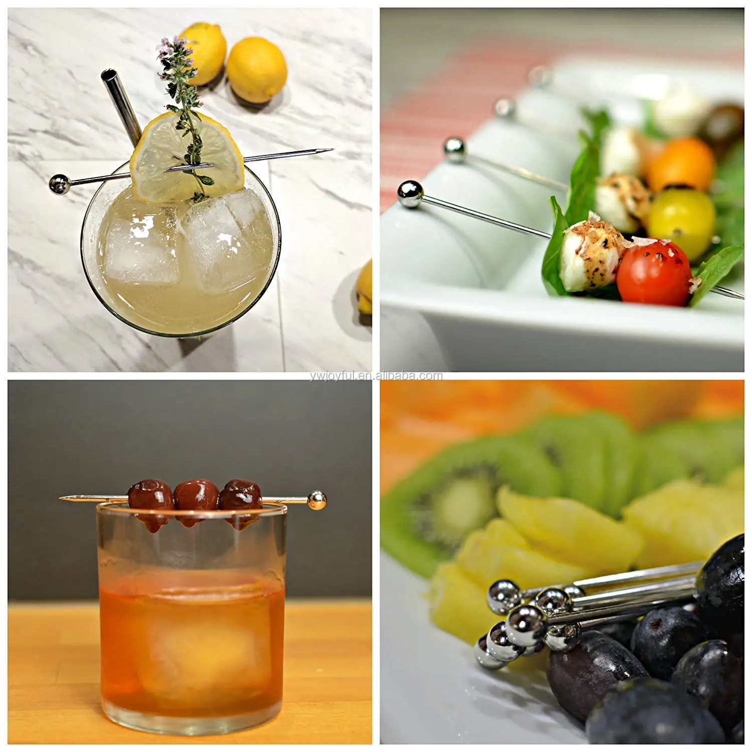 Amazon Hotting Cocktail Picks Stainless Steel Fruit Sticks Bar Tools