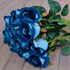 High simulation blue roses real touch silk artificial rose flower