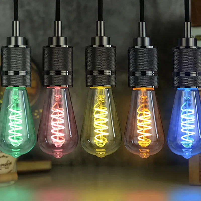 Decorative St64 2w 4w Rgb Colorful Led Filament Bulb - Buy Led Filament ...