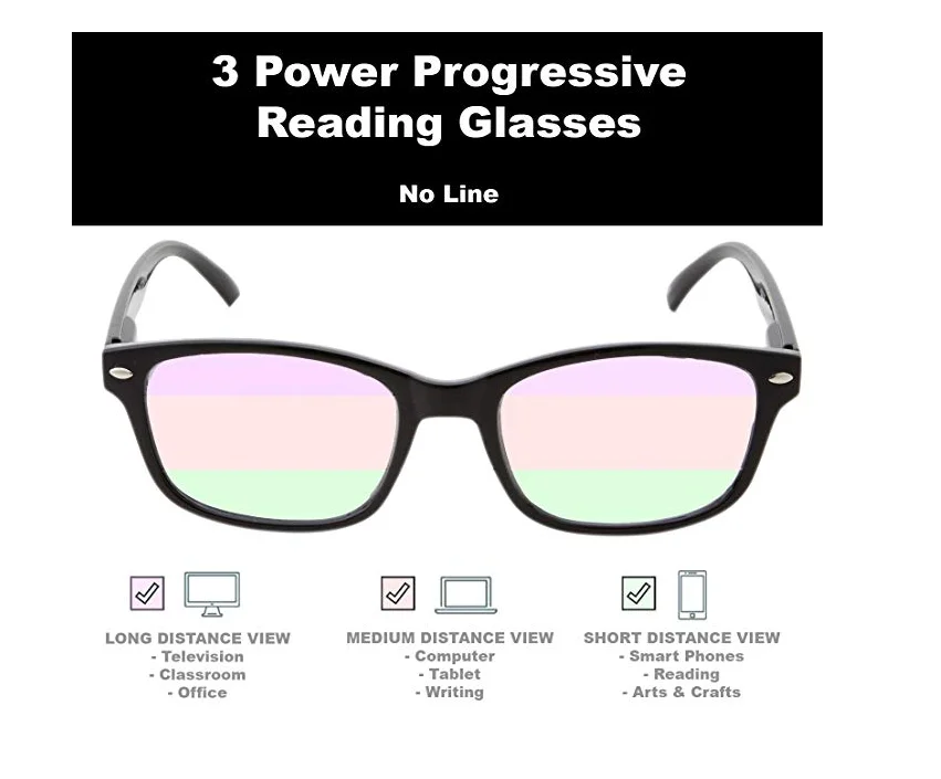 Anti Blue Ray Progressive Reading Glasses Multifocal Smart Readers Bifocal Pc Uv Protection Lens