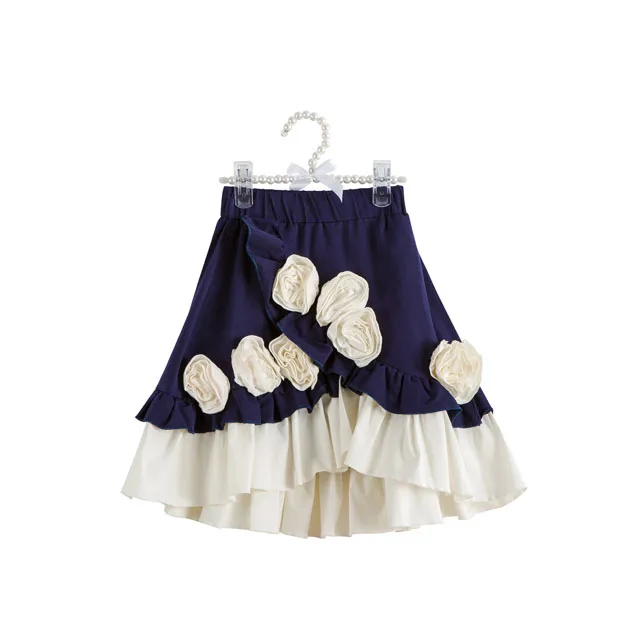 2018 New fashion baby girl flower white and black girl maxi skirts