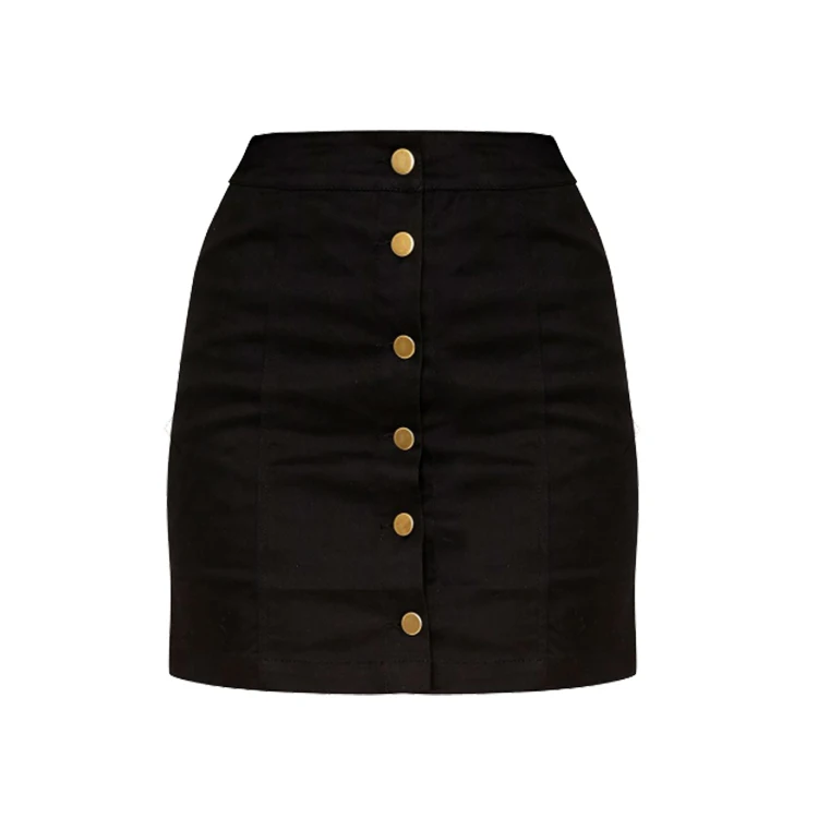 black denim skirt with buttons