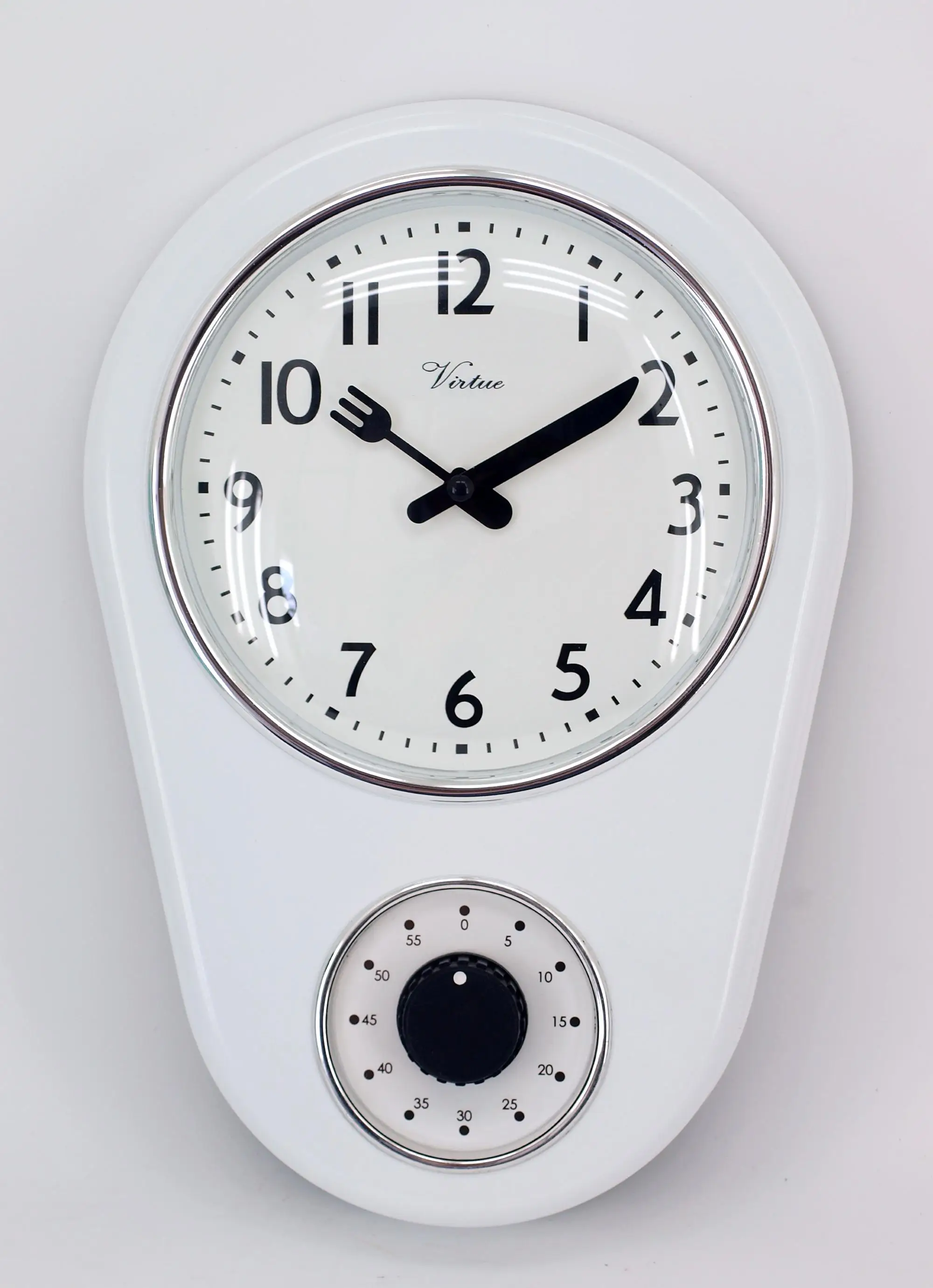 Retro Kitchen Clock Vanilla with Timer Wall Clock Short Timer Egg Timing Timer Clock 