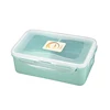 Airtight Rectangle Type Green Colour Wheat Straw Food Storage Containers With 3 Compartments