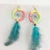 Hot sale charming New Beautiful big Feather Dream Catcher Earring Bohemian Handmade colorful decor