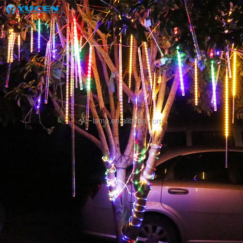 Christmas festival street rgb multicolor 30cm led shooting star icicle light with decoration tree lights