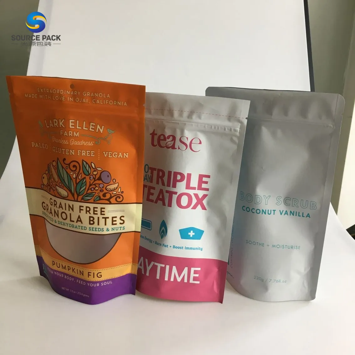 Customized Resealable Potato Chips Stand Up Pouch Zip Lock Bags Clear