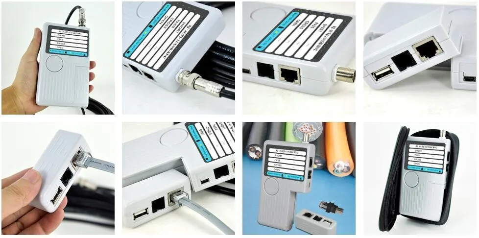 4-in-1 network cable tester use for testing RJ45/RJ11/BNC/USB continuity (NF-3368)