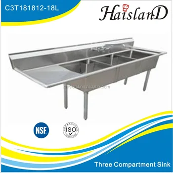 Nsf Sink And Csa Approval Sink Three Compartments Commercial Stainless Steel Sink With Left Drainboard Buy Nsf Sink 3 Compartment Sink Stainless