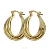 2019 New Arrival Stainless Steel Gold IP Plating Tri Circels Twisted Hinged Big Hoope Earrings For Women