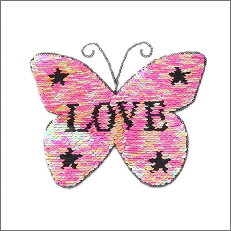 Love Butterfly Reversible Sequin Embroidery Patches For Clothing Buy