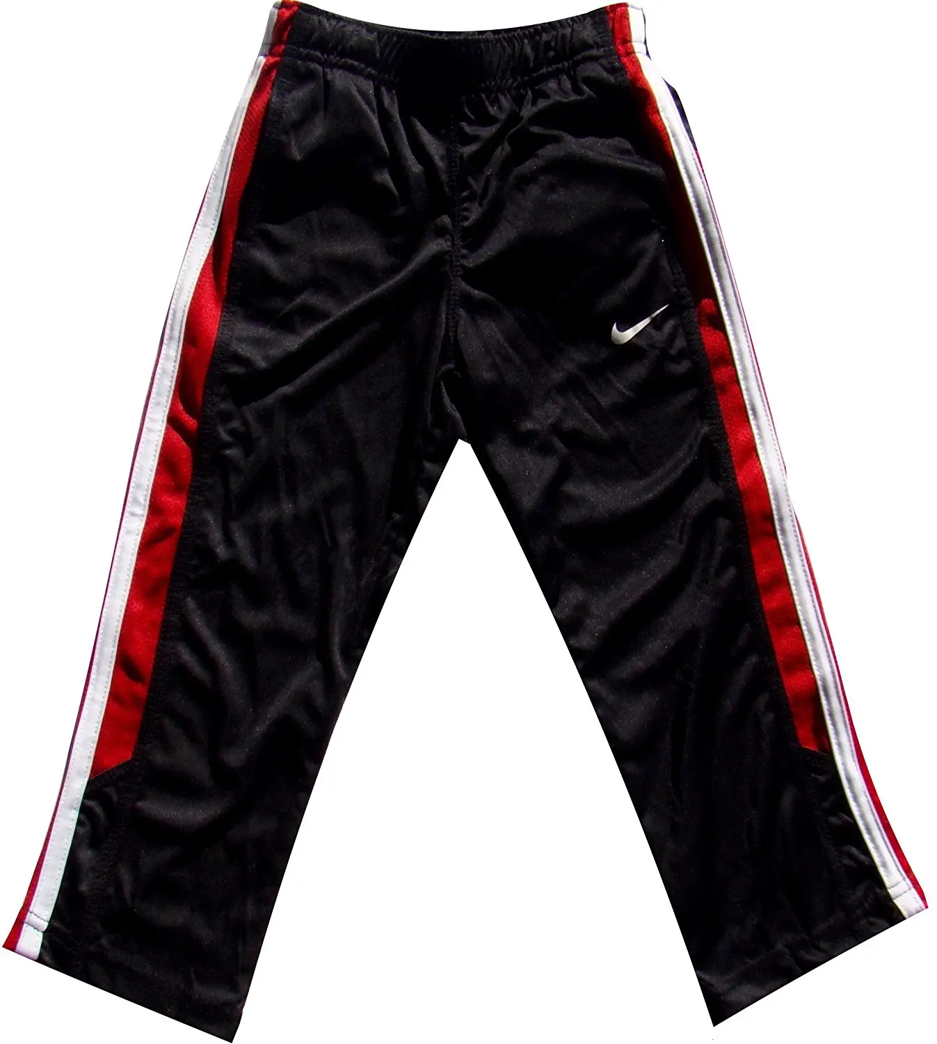black pants with white and red stripes