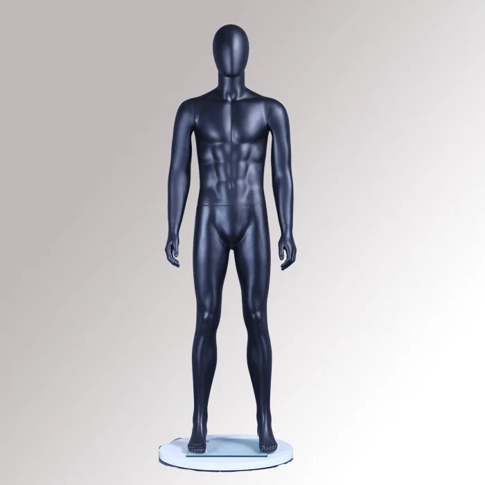 Black Fiberglass Abstract Headless Lifelike Naked Model Muscular