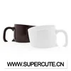 Unique design White color logo printing Sinking shaped ceramic coffee cup