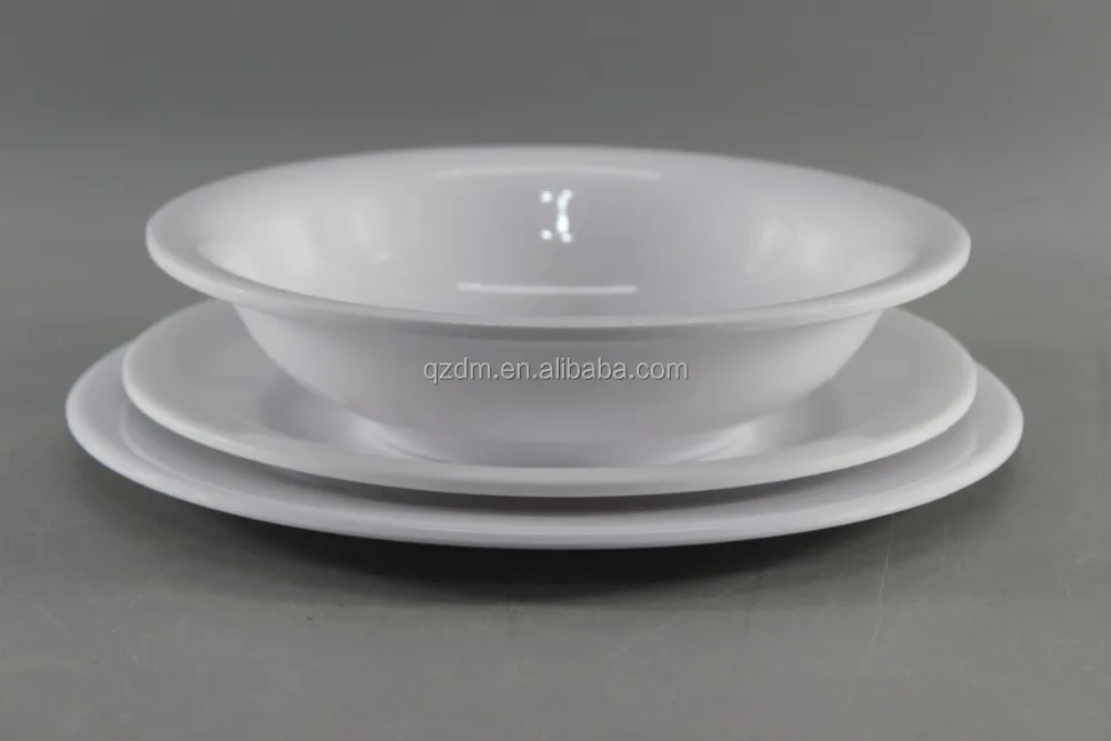 White Melamine Dinner Plate And Bowl For Restaurant And Hotel