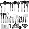wholesale food preparation plastic handle nylon /silicone kitchen utensils set