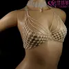 Sexy Metal Bra Body Chain Beaded Body Jewelry Matching Choker And Rave Bra Pearl Crystal Rave Bra Body Chain 1029C