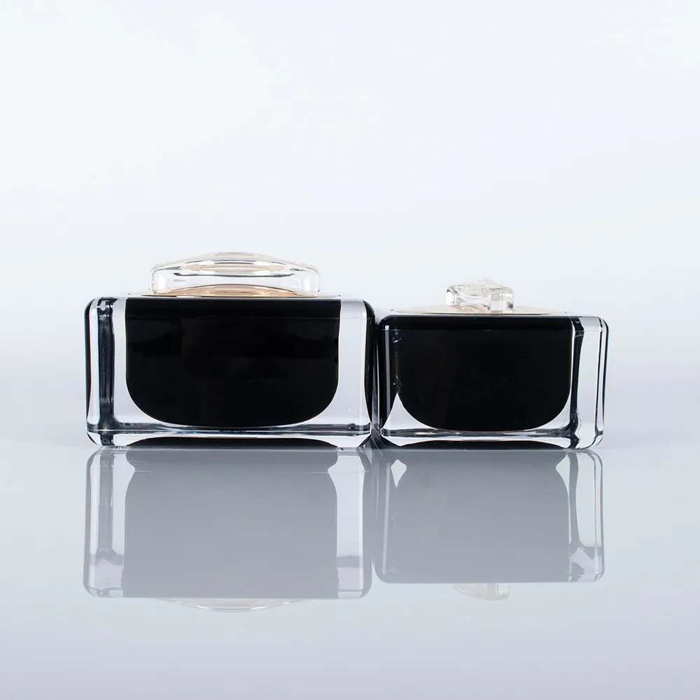 Square Plastic Acrylic Cream Jars Cosmetic Packaging Empty Container