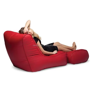 Back Support Red Stylish Bean Bag Chair With Footstool Luxury Back Support Red Stylish Bean Bag Chair With Footstool Luxury Beanbag Leather Set