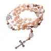 Sundysh Freshwater Pearl Christian Rosary, Catholic Knotted Prayer Beaded Rosaries Chain Necklace for Women,No Breaking