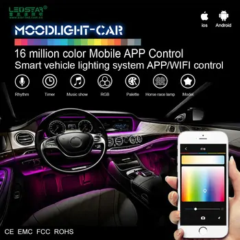 Moodlight Car Smart Mobile App Control Car Interior Led Light Kit 12v Rgb Atmosphere Interior Car Accessories Lamp Kit B Buy Car Interior Led Car