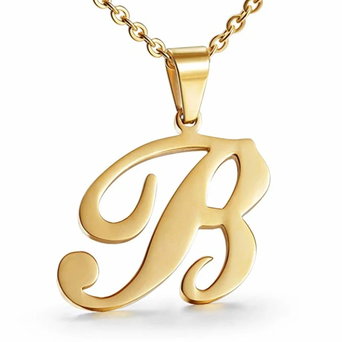 Jewelry Wholesale Gold Charm Stainless Steel Initial Alphabet Letter B ...