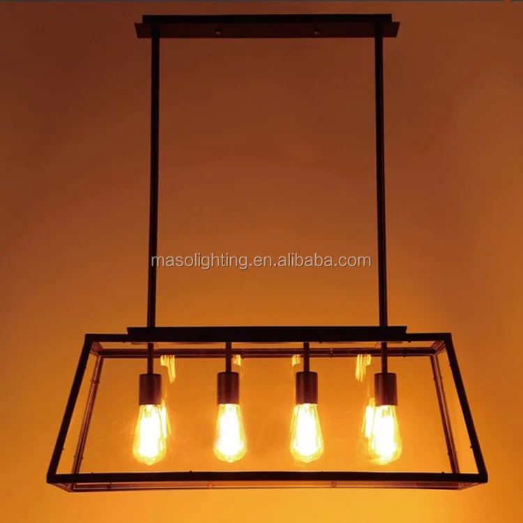 Maso square Caged Iron Edison Light Bulbs Antique Fixture Pendant Lighting MS-P6061
