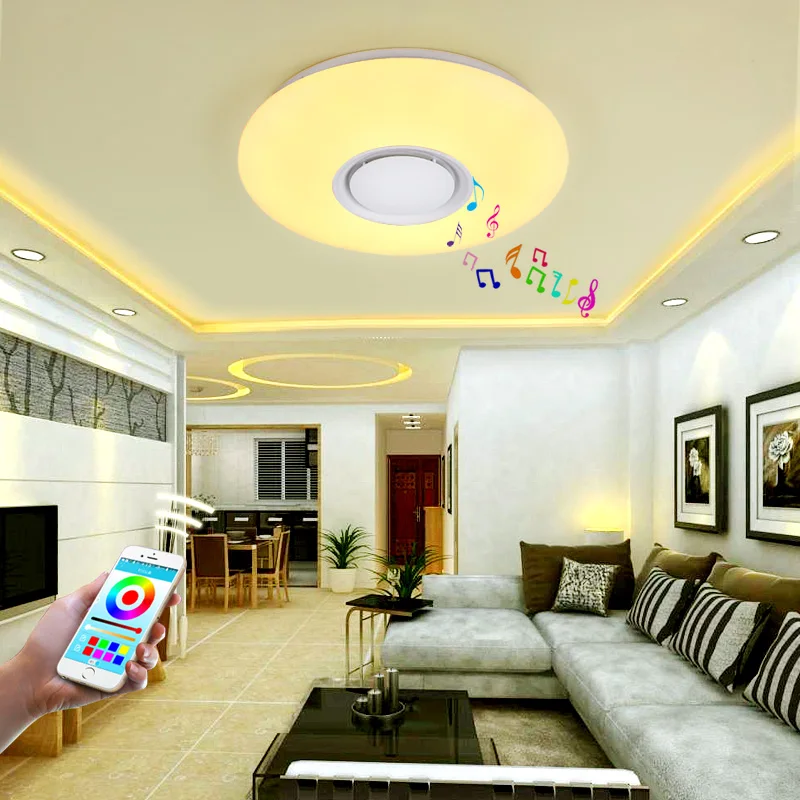 Dimmable Wireless Remote Control APP Music Bluetooth LED Ceiling Light with Controller  24W modern Led ceiling lamp