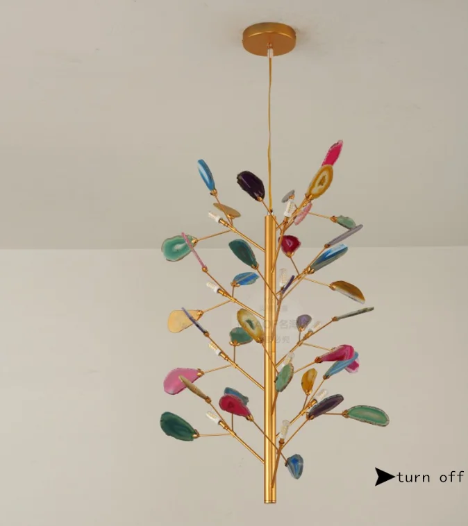 Wholesale Unique gold agate living room  Lighting flower Vintage Designer Hotel Chandelier LED pendant lights