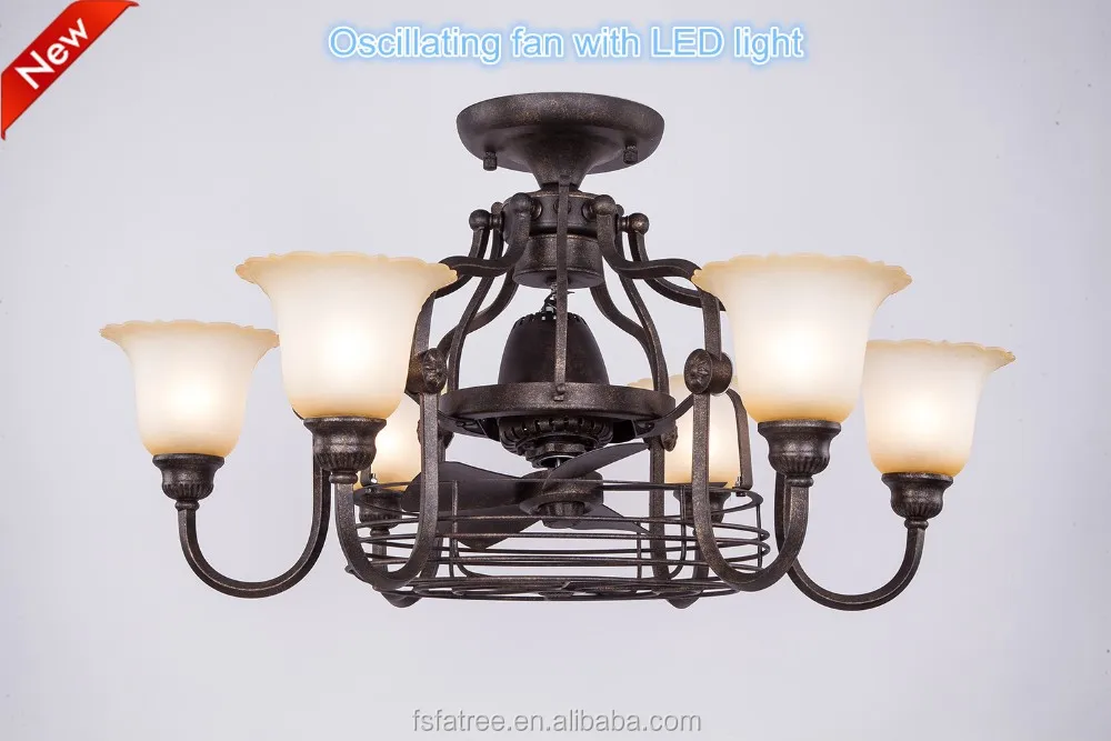 Retro Decorative Glass Ceiling Lamp Creative Hanging Pendant Light with Fan