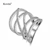 Kovtia Fashion Handmade Unique CZ Diamond Inlaid Finger Ring Link Multi Circle Wrap Ring