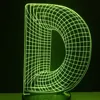 Creative String letter D Touch sensor 7 color change baby sleep night light lighting 3D LED kid study apply desk table lamp gift