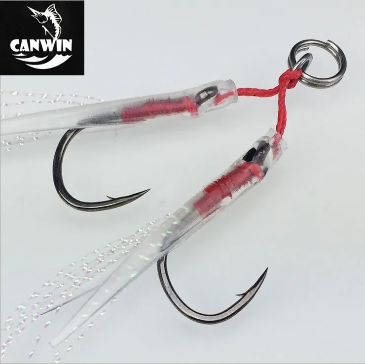 Rigged Tandem Double Jig Hooks For Slow Pitch Jigging Lures Assist Pike