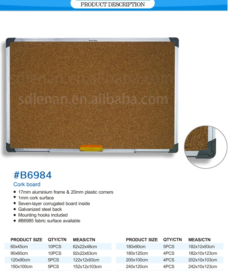 Customized Size Cheap Price Wholesale Notice Pin Bulletin Cork Board