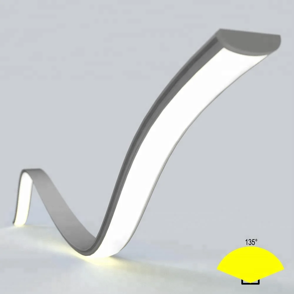 Flexible Bendable Aluminium Led Profile Extrusion,Surface Mounted Led Strip Profile With Frosted Cover Lens