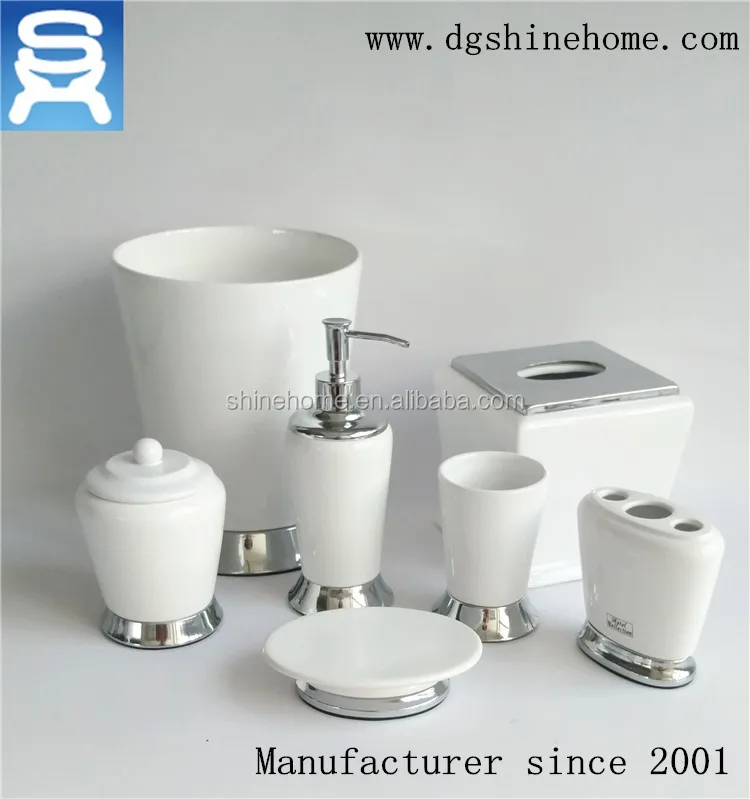 Wholesale Hotel Ceramic Bathroom Set,2017 White Ceramic Bathroom