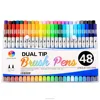 100 colors Dual Tip Brush Pens with Fineliners Art Markers, Feela Watercolor Dual Brush Tip and Highlighters For Adult Coloring