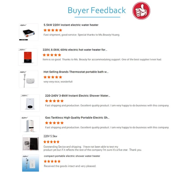 Pump Instant Portable Tankless Electric Shower Hot Water Heater With