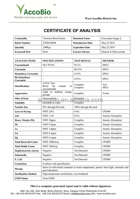 High Quality Pure Curcumin Capsule Wholesale Bulk 800mg Turmeric