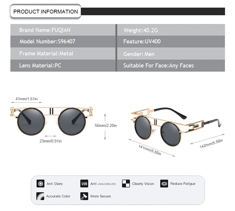 Brand Designer OEM China Manufacturers Oval Round Frame Men Sunglasses