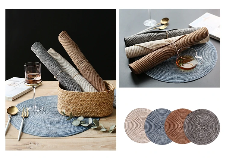 Japanese style ramie four color home dining mat table mat insulation bowl pot mat