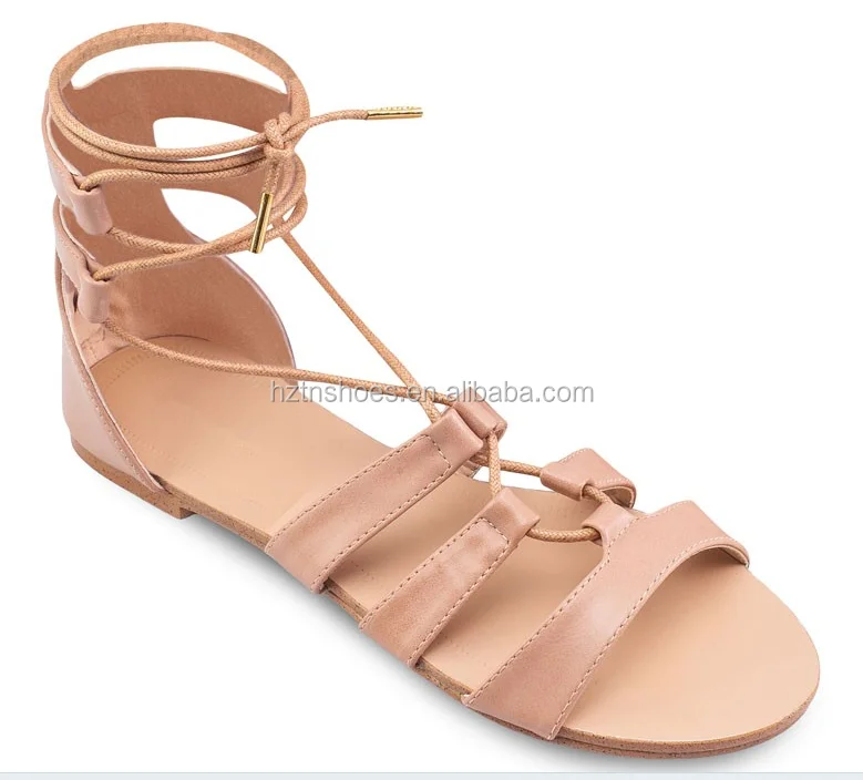 High quality lady sandal 2016 leather shoe women flats lace up fashion style