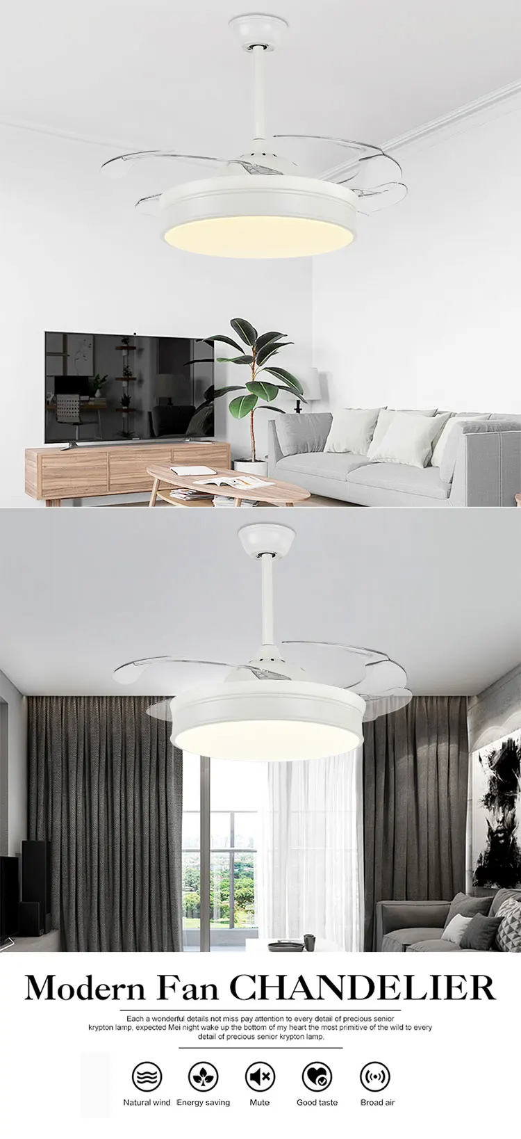 Modern Simple Living Room Led Ceiling Lamp Light Weight Ceiling Fan